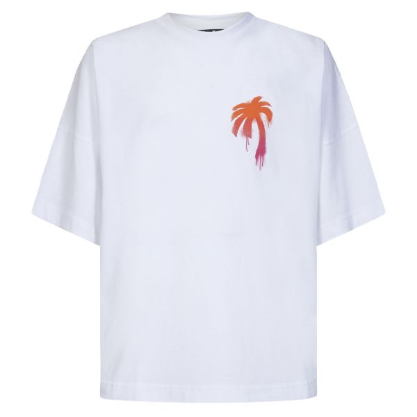 Palm Angels Sprayed Palm Logo Over T-shirt Wit
