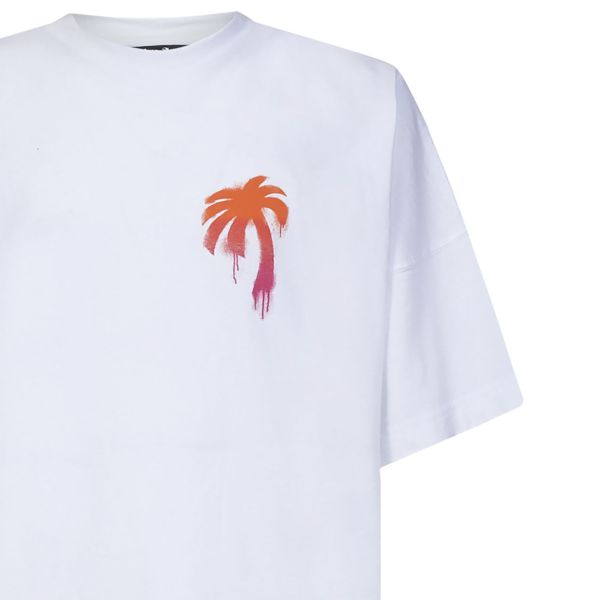 Palm Angels Sprayed Palm Logo Over T-shirt Wit