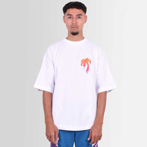 Palm Angels Sprayed Palm Logo Over T-shirt Wit