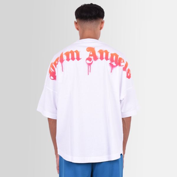 Palm Angels Sprayed Palm Logo Over T-shirt Wit