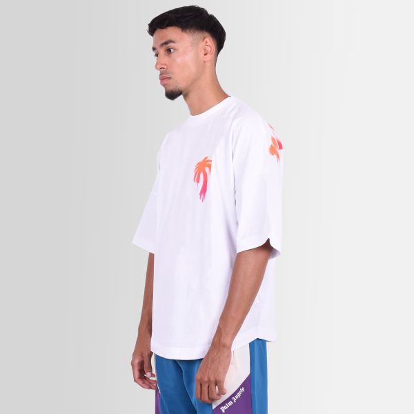 Palm Angels Sprayed Palm Logo Over T-shirt Wit