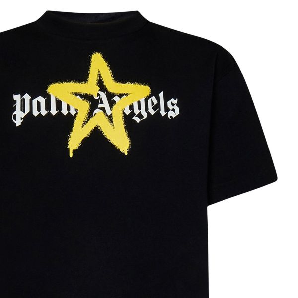 Palm Angels Star Sprayed T-shirt Zwart/Geel