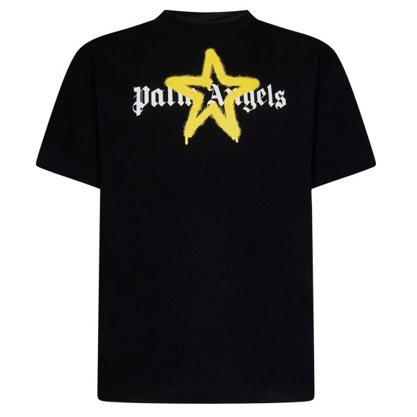 Palm Angels Star Sprayed T-shirt Zwart/Geel