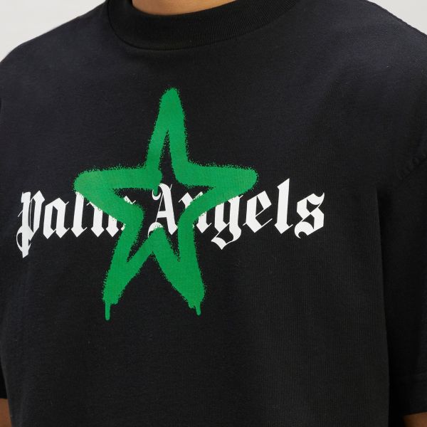 Palm Angels Star Sprayed T-shirt Zwart/Groen