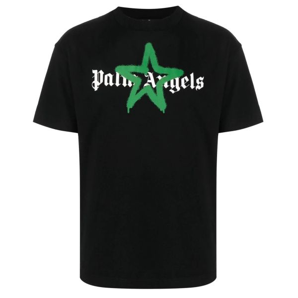 Palm Angels Star Sprayed T-shirt Zwart/Groen