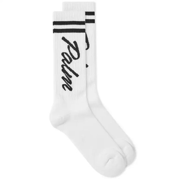 Palm Angels Striped & Palm Sokken Wit