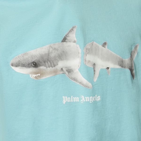 Palm Angels White Shark Classic T-shirt Licht Blauw