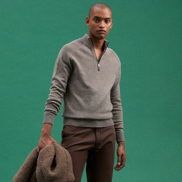 Peuterey Braille Zipped Sweater Bruin