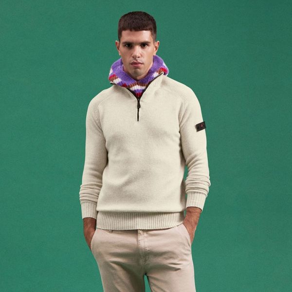 Peuterey Braille Zipped Sweater Off White