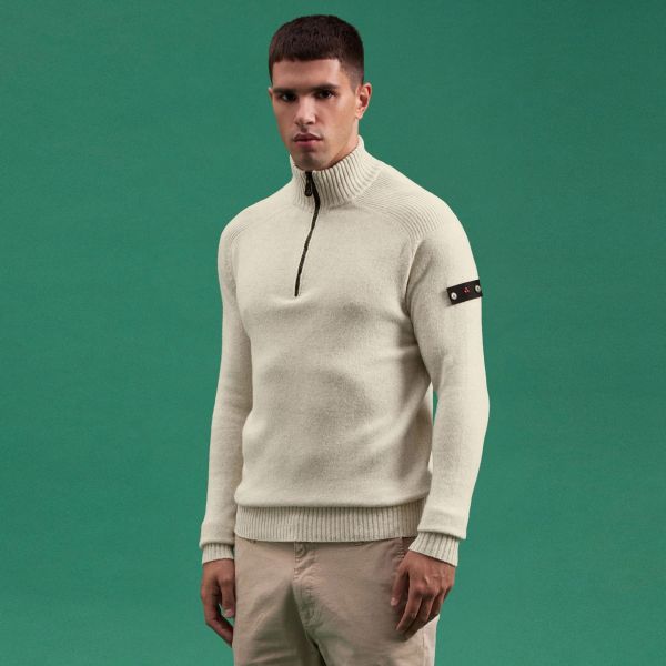 Peuterey Braille Zipped Sweater Off White