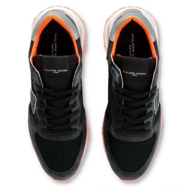 Philippe Model Tropez Haute Sneaker Zwart/Oranje