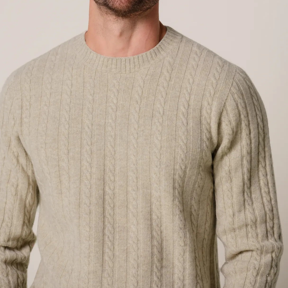 Profuomo Cashmere Cable Sweater Beige