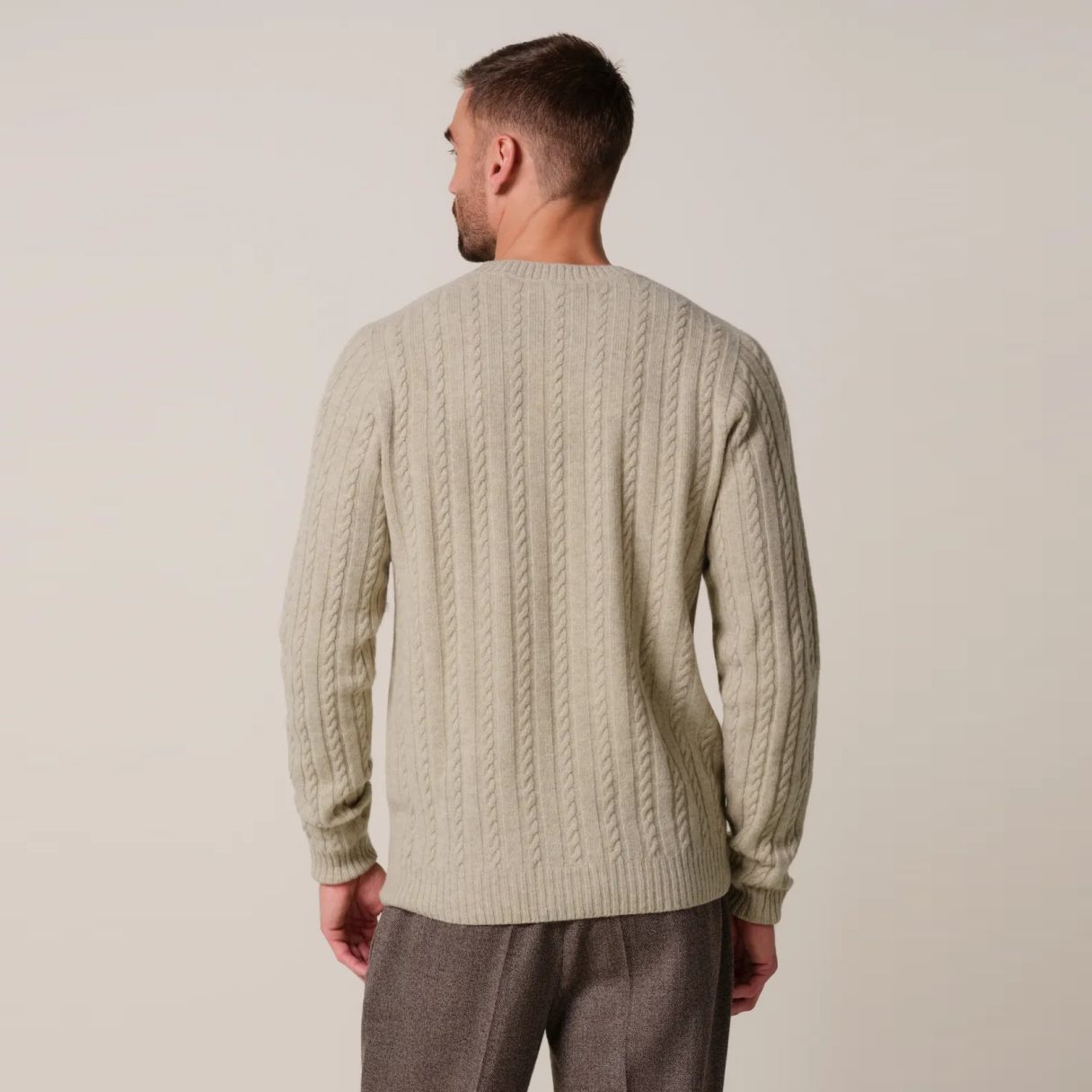Profuomo Cashmere Cable Sweater Beige