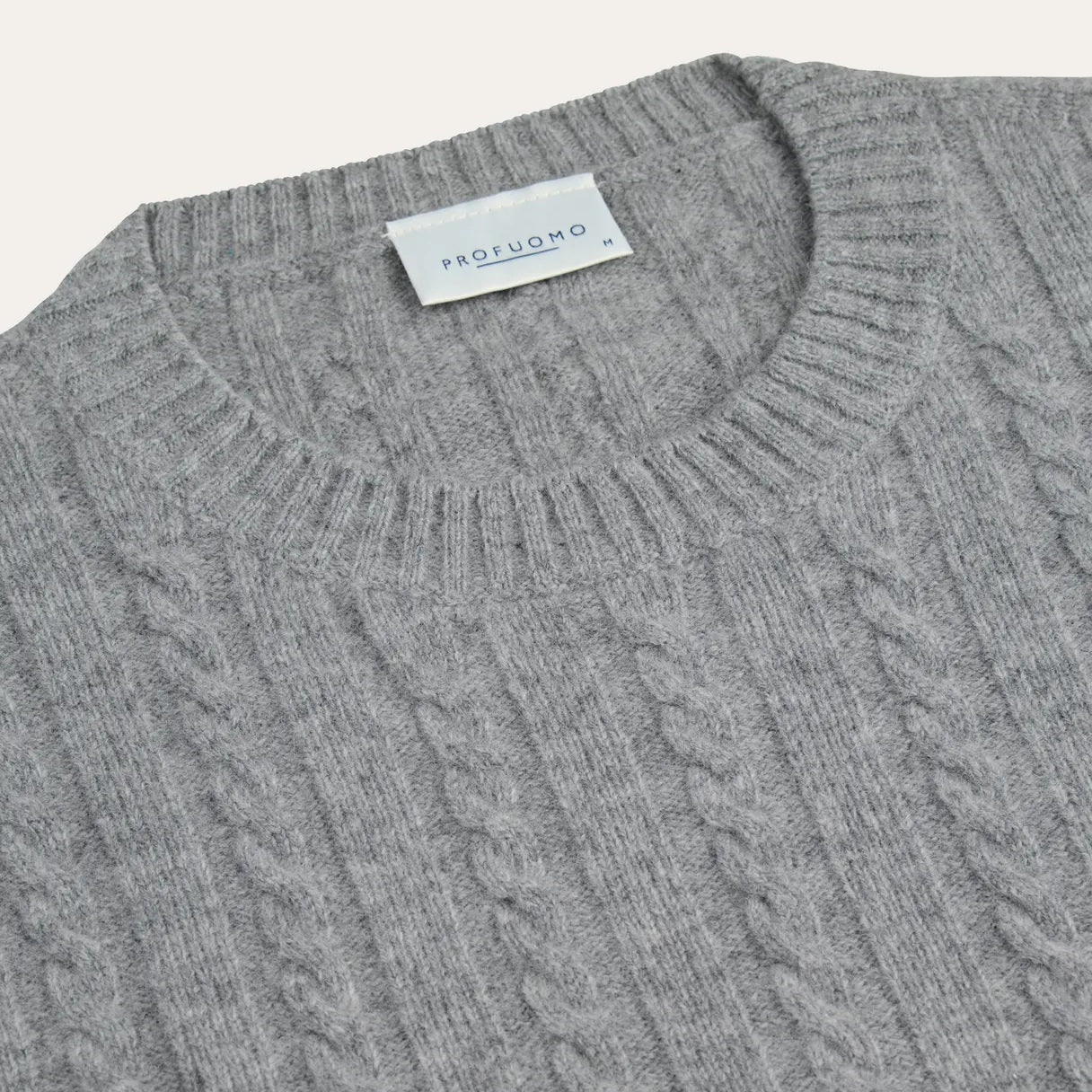 Profuomo Cashmere Cable Sweater Grijs