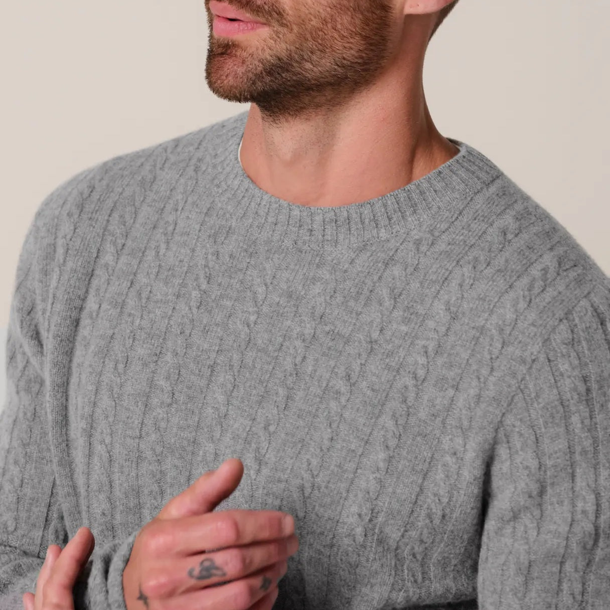 Profuomo Cashmere Cable Sweater Grijs