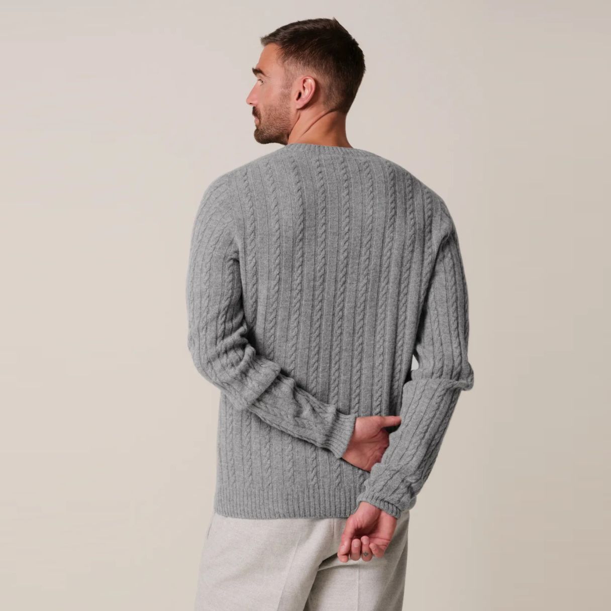 Profuomo Cashmere Cable Sweater Grijs