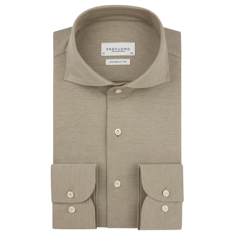 Profuomo Japanese Twill Knitted Overhemd Bruin