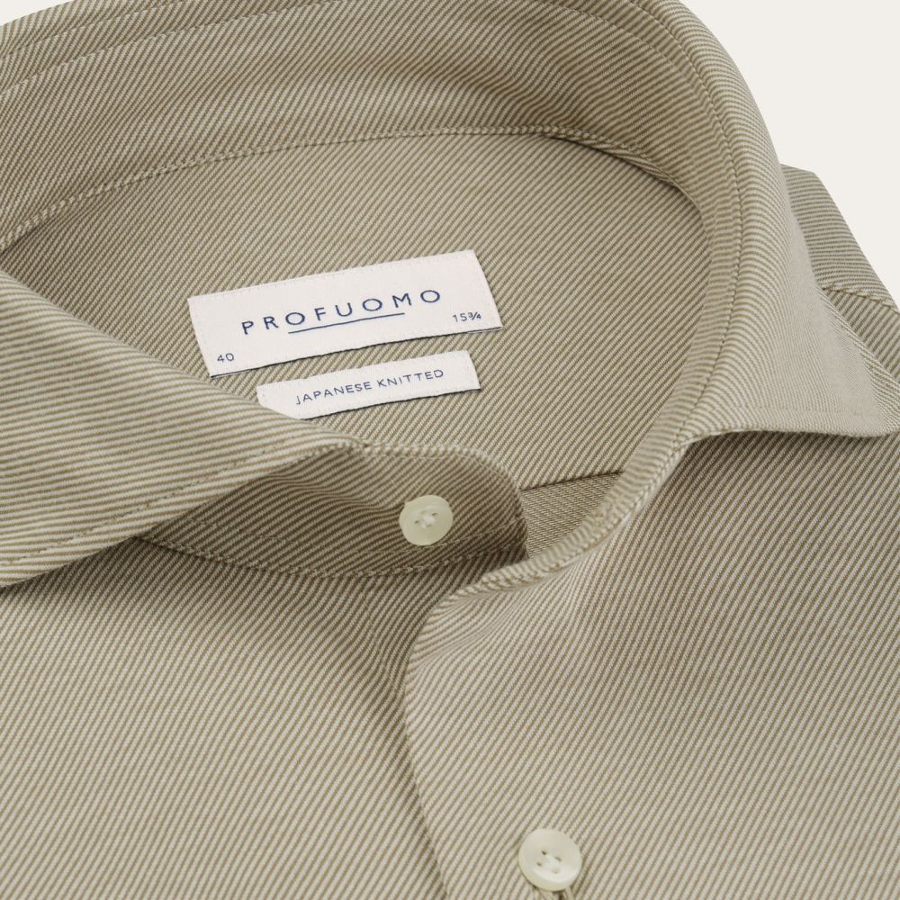 Profuomo Japanese Twill Knitted Overhemd Bruin