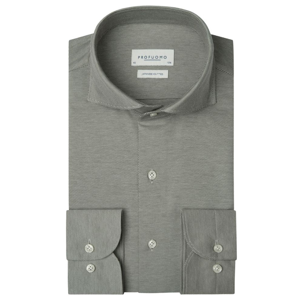 Profuomo Japanese Twill Knitted Overhemd Donker Groen