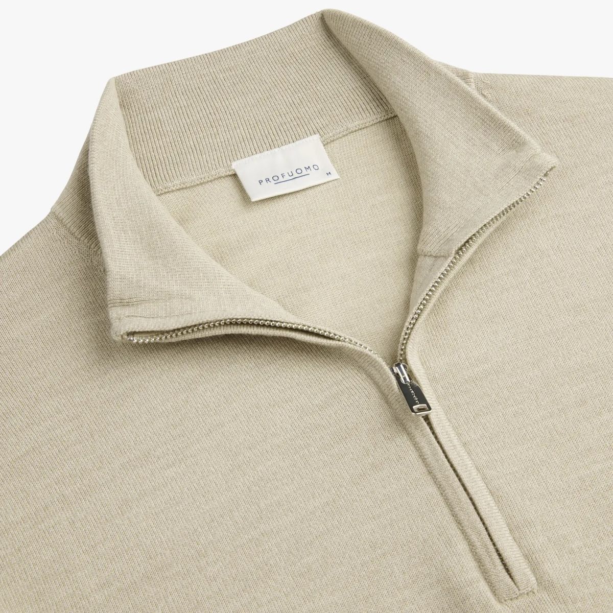Profuomo Knitted Half Zip Sweater Beige