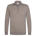 Profuomo Knitted Half Zip Sweater Bruin