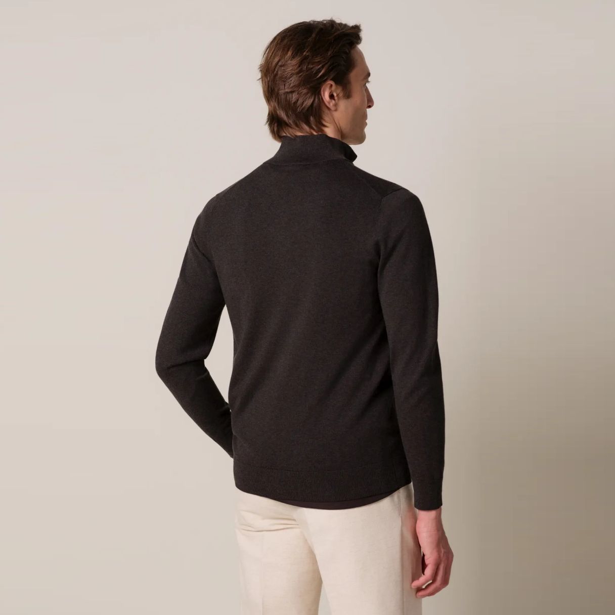Profuomo Luxury Half Zip Sweater Donker Bruin