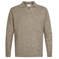 Profuomo Open Collar Cashmere Longsleeve Polo Bruin