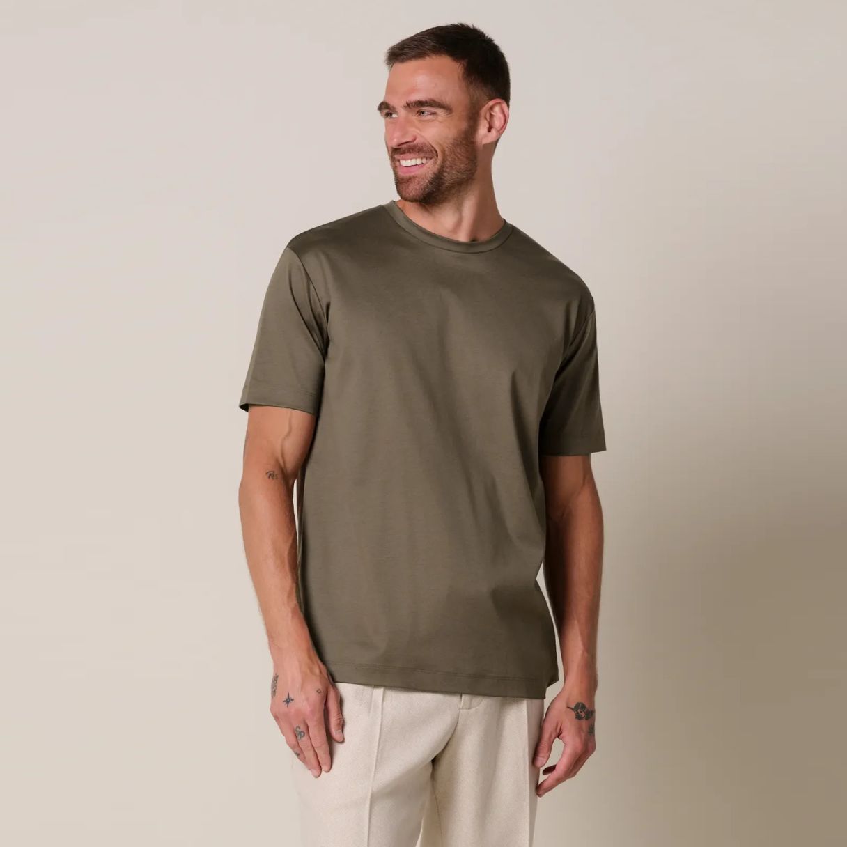 Profuomo Pima Cotton T-shirt Taupe