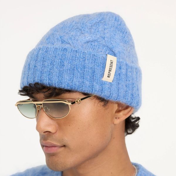 Represent Cable Knit Muts Blauw
