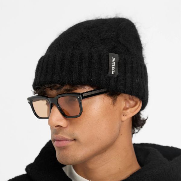 Represent Cable Knit Muts Zwart