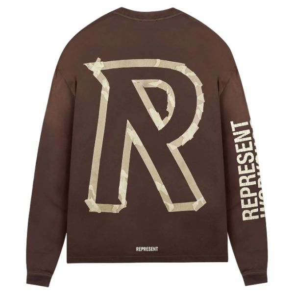 Represent Masking Tape Initial Longsleeve T-shirt Bruin