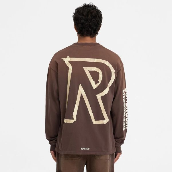 Represent Masking Tape Initial Longsleeve T-shirt Bruin