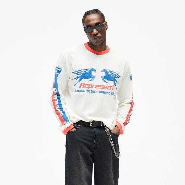 Represent Mesh Pegasus Longsleeve T-shirt Wit