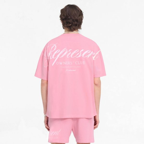 Represent Owners Club Script T-shirt Roze