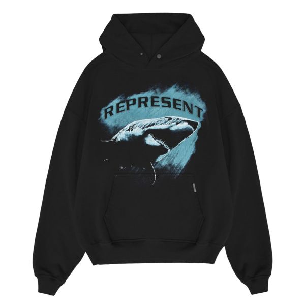 represent shark hoodie zwart