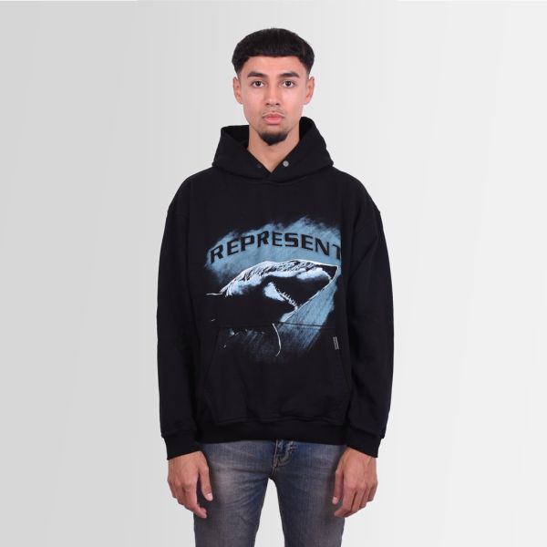 represent shark hoodie zwart