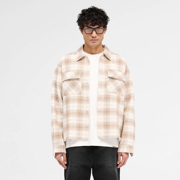 Represent Waffle Flannel Overshirt Beige/Wit
