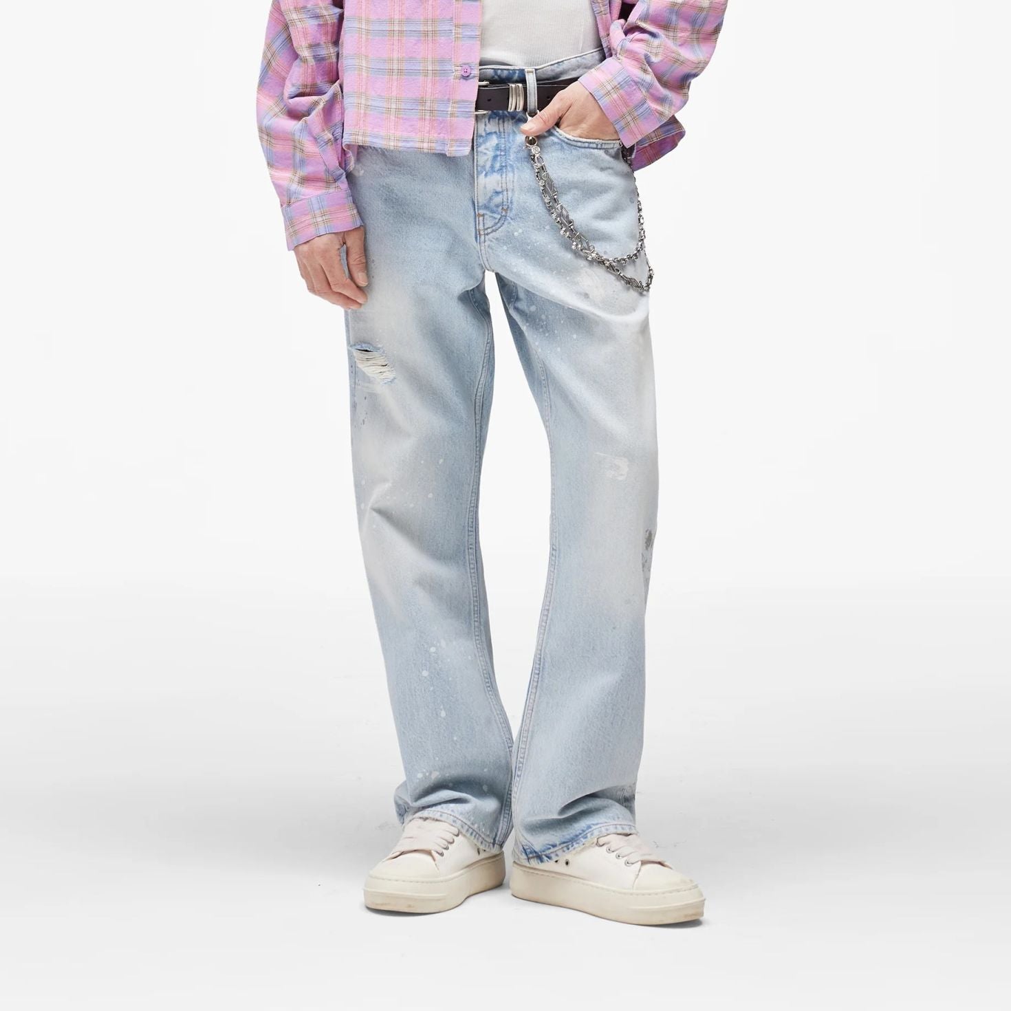 Represent Painted Denim Jeans Licht blauw