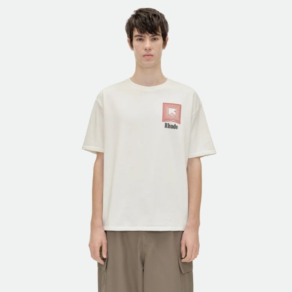 Rhude Chevron Logo Repeat T-shirt Off White