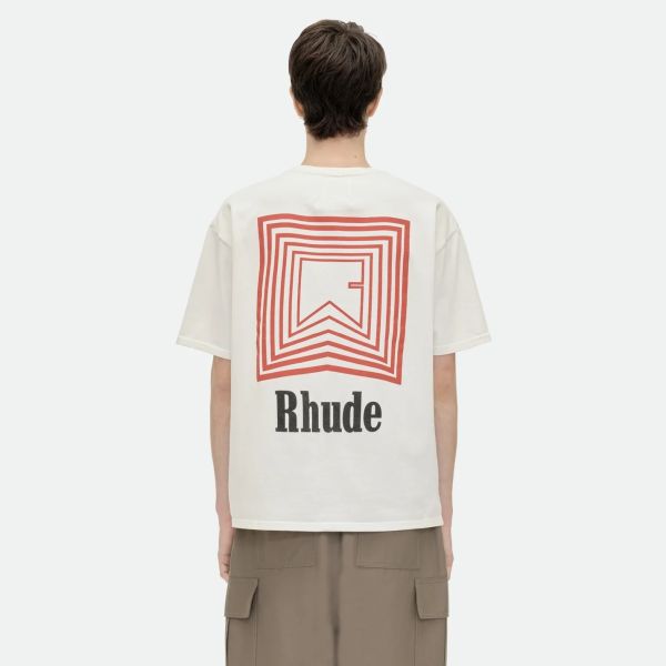 Rhude Chevron Logo Repeat T-shirt Off White