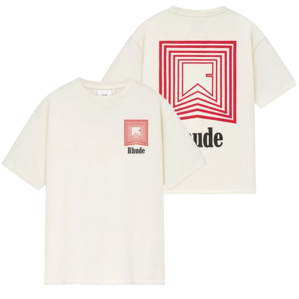 Rhude Chevron Logo Repeat T-shirt Off White