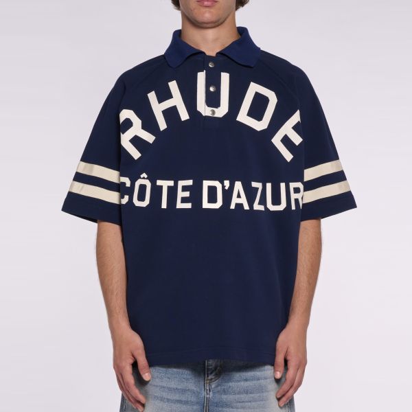 Rhude Cote D'Azur Pique Raglan Polo Navy