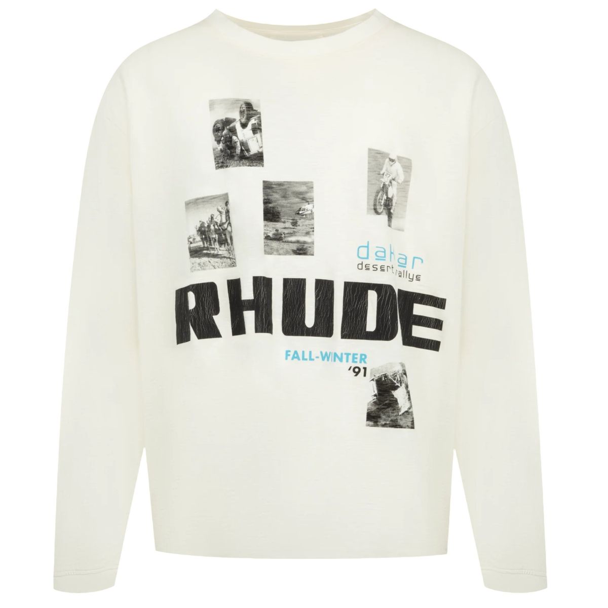 Rhude Winter 91 Rallye Slub Longsleeve T-shirt Off White