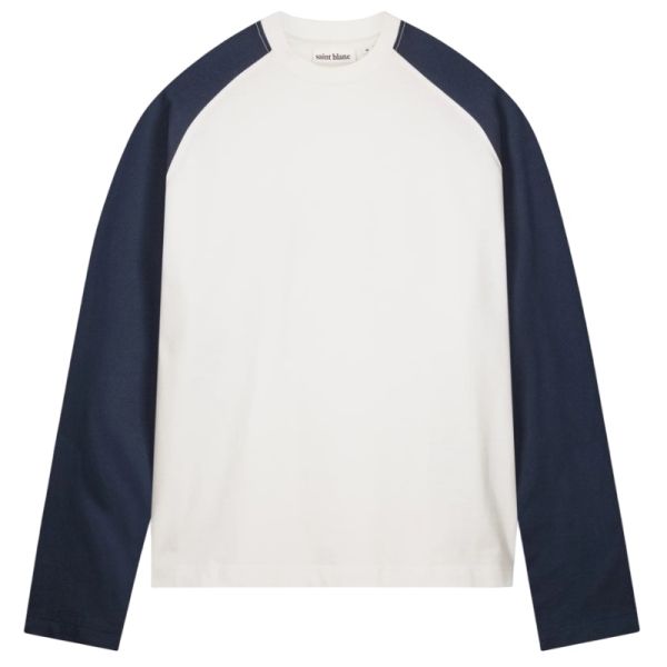 Saint Blanc Monogram Raglan Longsleeve T-shirt Wit/Donker Blauw