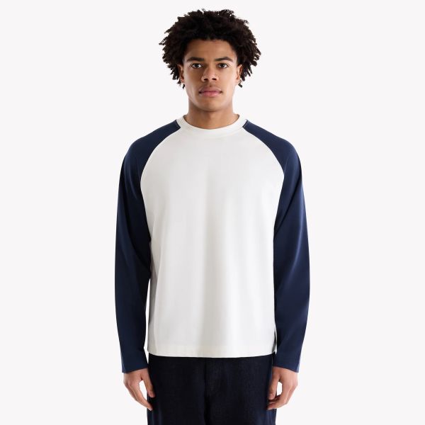 Saint Blanc Monogram Raglan Longsleeve T-shirt Wit/Donker Blauw