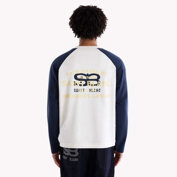 Saint Blanc Monogram Raglan Longsleeve T-shirt Wit/Donker Blauw