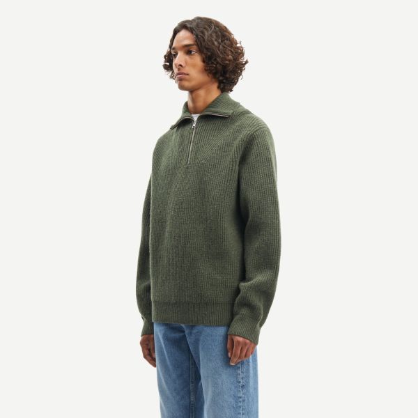 Samsøe Samsøe Jacks Half Zip Sweater Donker Groen