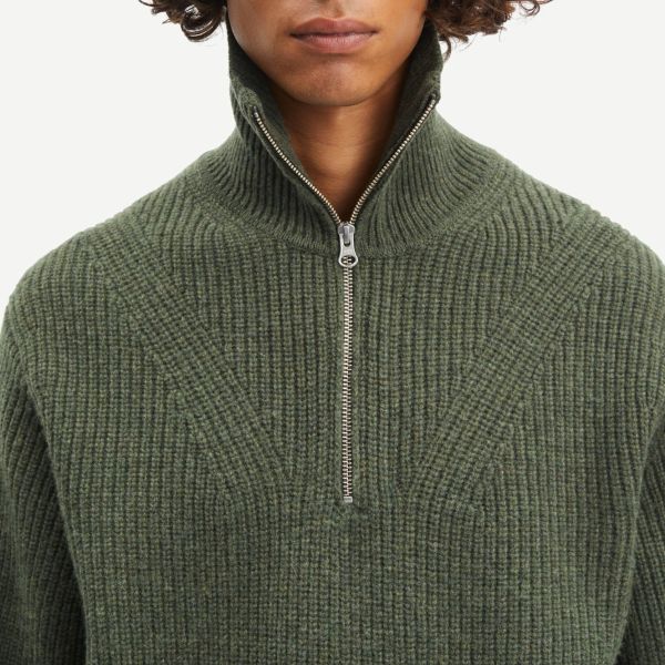 Samsøe Samsøe Jacks Half Zip Sweater Donker Groen