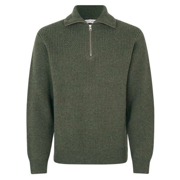 Samsøe Samsøe Jacks Half Zip Sweater Donker Groen