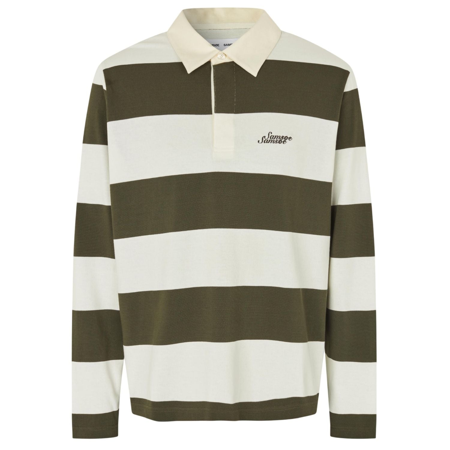 Samsøe Samsøe Sakevin Longsleeve Polo Donker Groen/Wit